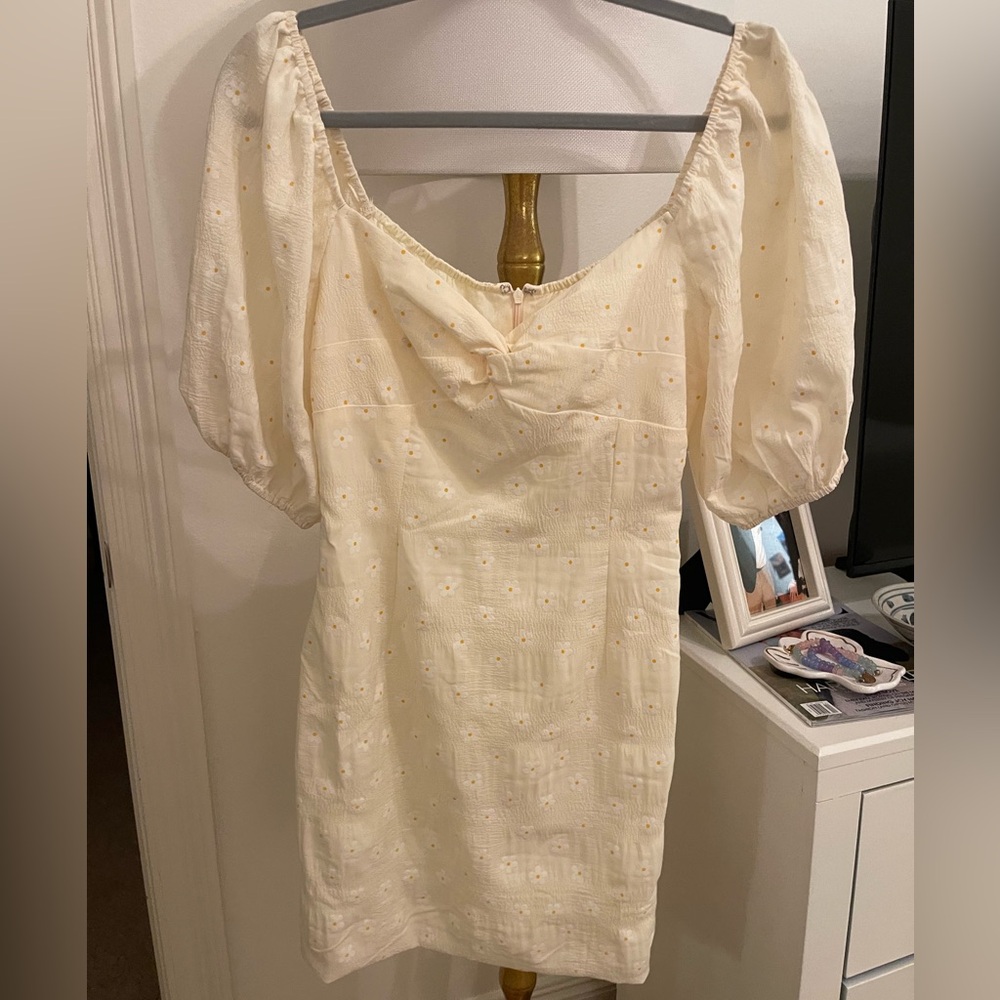 Showpo Puff Sleeve Yellow Mini Dress